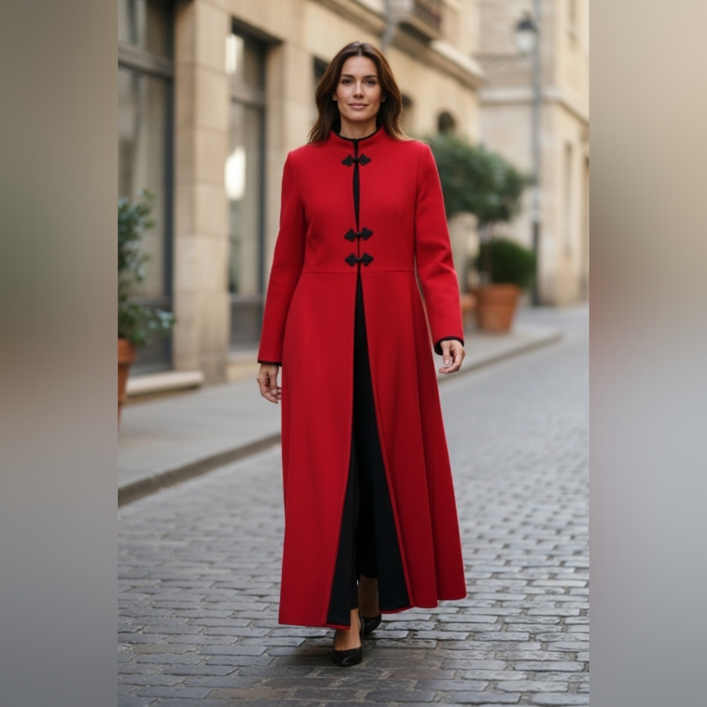 Elegant Red Long Dress with Black Accents SIZE XXL